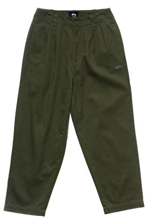 Stussy Womens Harlan Cropped Pleat Pants Green - XTFQK6095